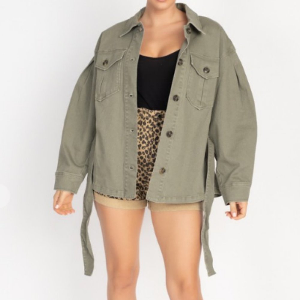 NWT Belted Denim Jacket Small